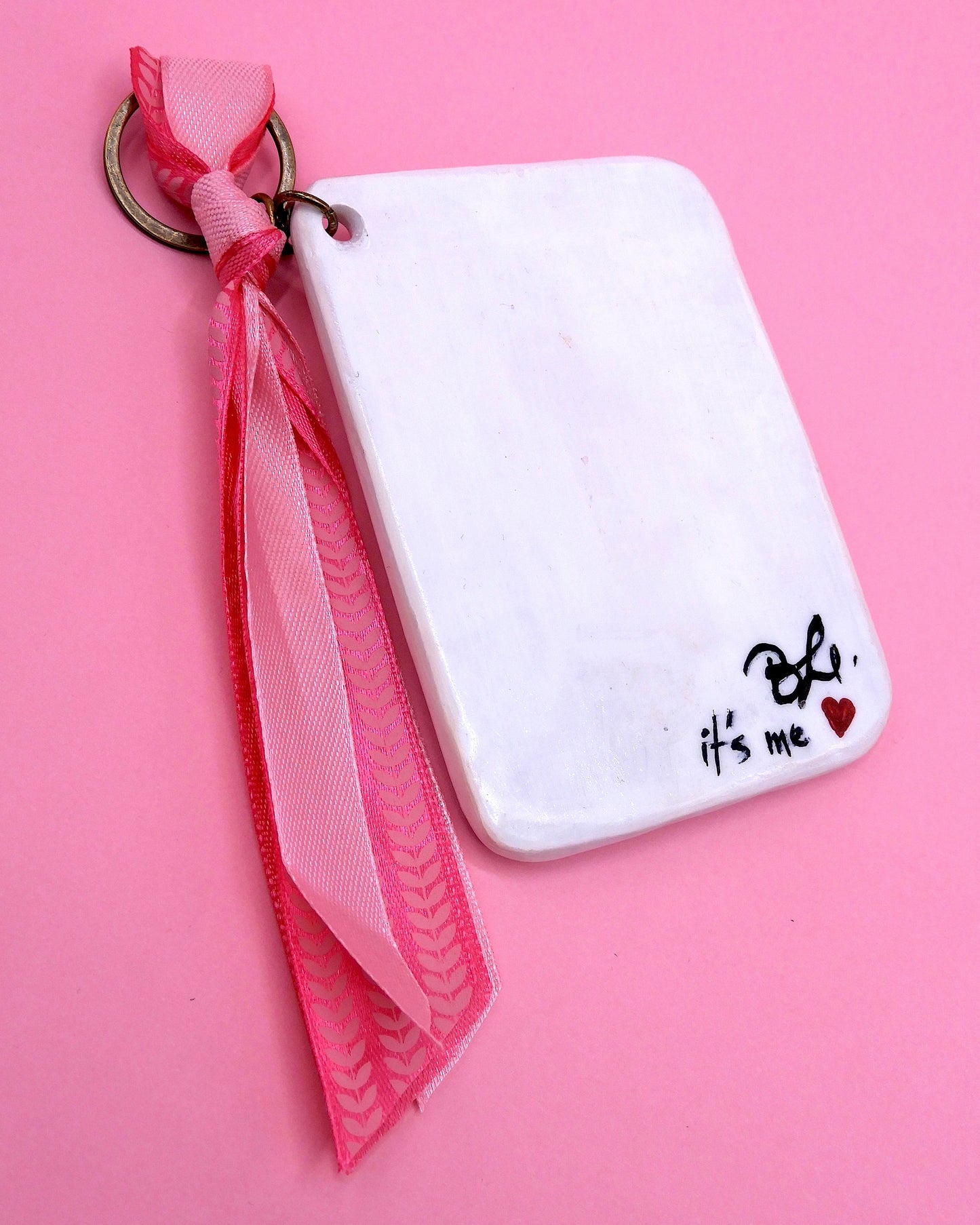 Pop Surreal Ace of Hearts with Eye – Weird Bag Charm or Keychain – Surrealism Sculpture – Handmade Polymer Clay Art