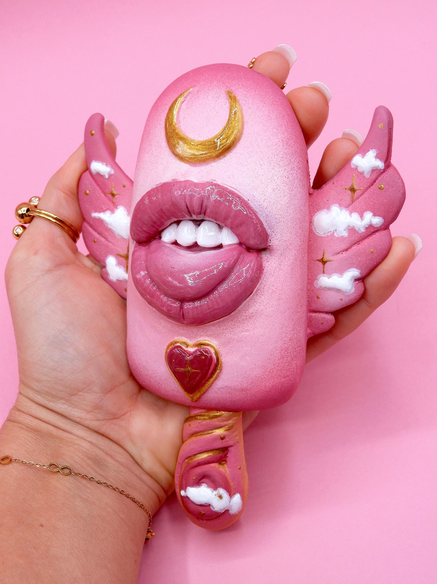 Pop Surreal Winged Ice Cream Sticks with Mouth - Pink Passion