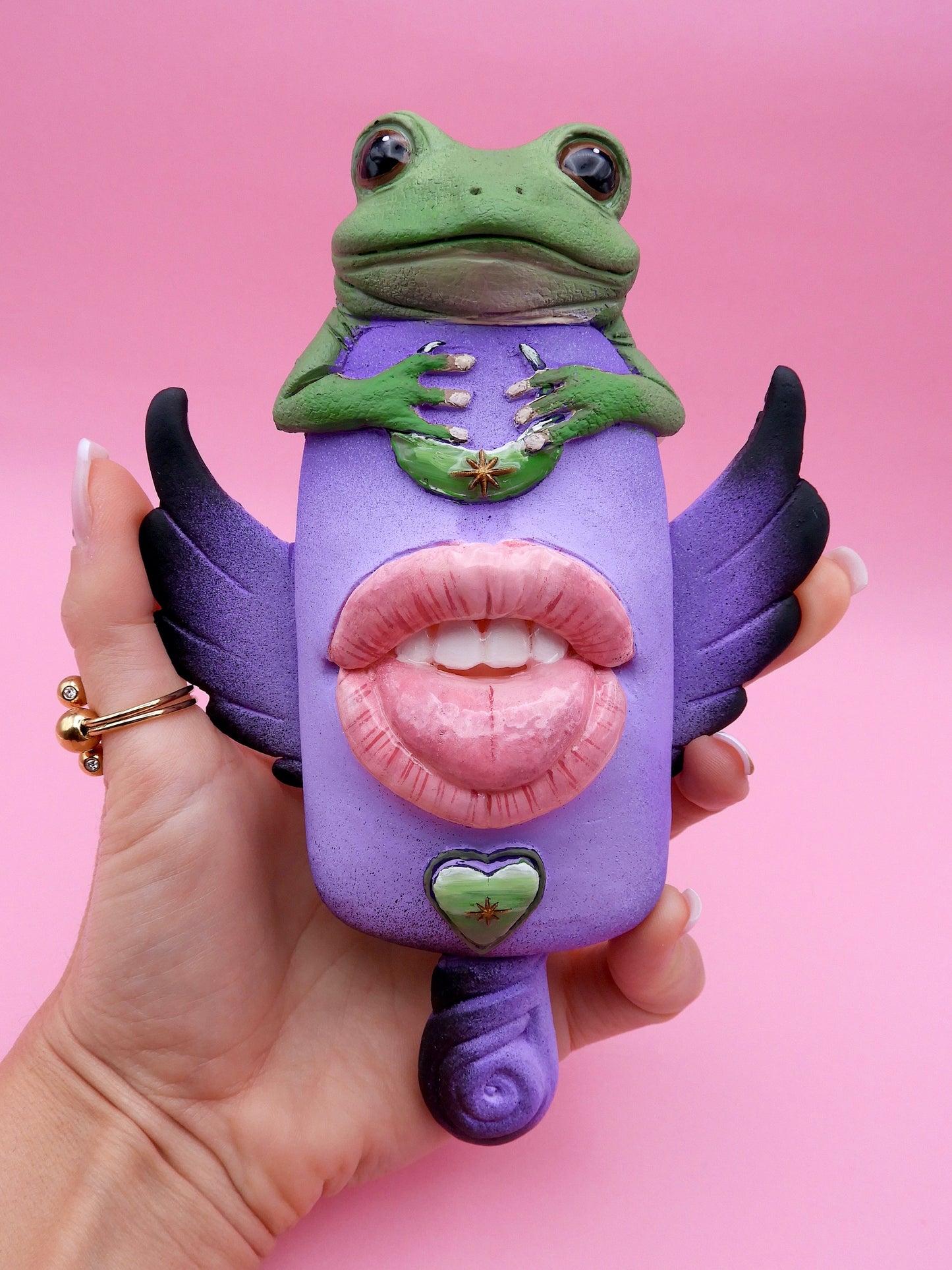 CUSTOM ORDER - Reserved to Elena Pop Surreal Winged Ice Cream Sticks with Mouth & Frog