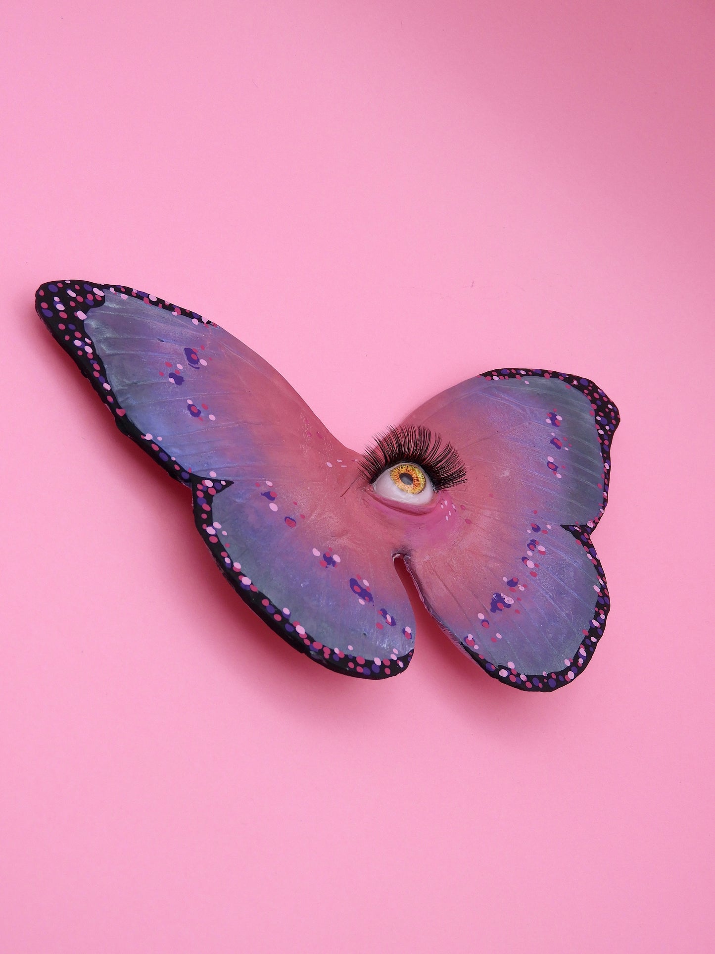 Surreal Butterfly Eye Sculpture | Handmade Polymer Clay Wall Art | Gothic Fantasy Decor | One of a Kind OOAK Sculpture