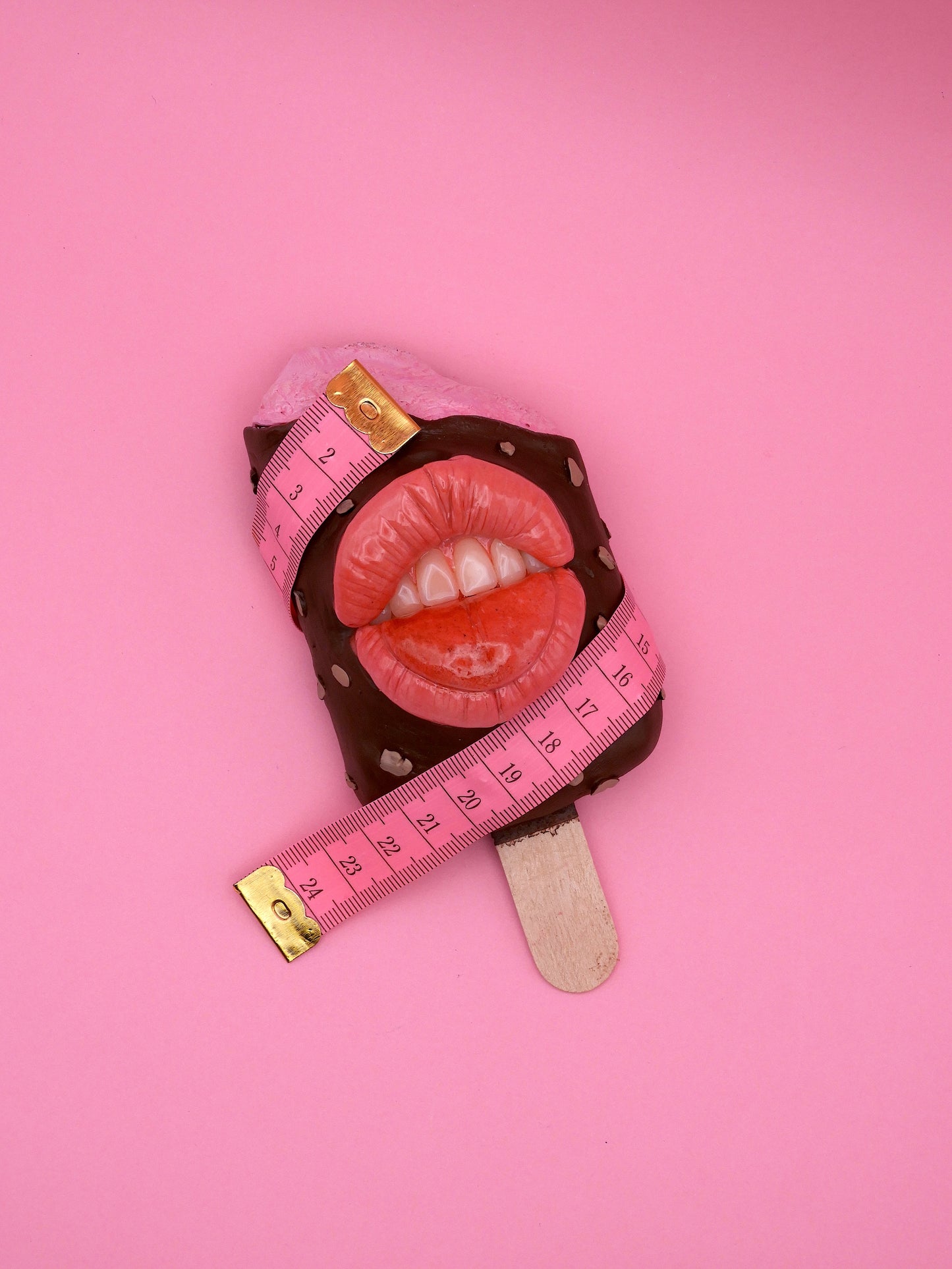 Funny Ice Cream Sculpture with Measuring Tape â Pop Surreal Polymer Clay Art â Handmade Dessert Sculpture â Sweet Therapy â One of a Kind