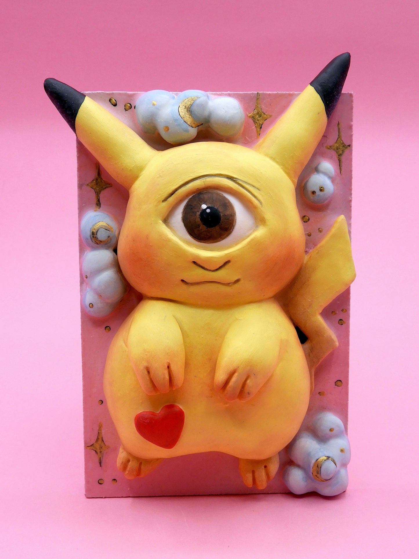 Pop Surreal Cyclops Pikachu – Weird Fantasy Creature – Surrealism Sculpture – Handmade Polymer Clay Art