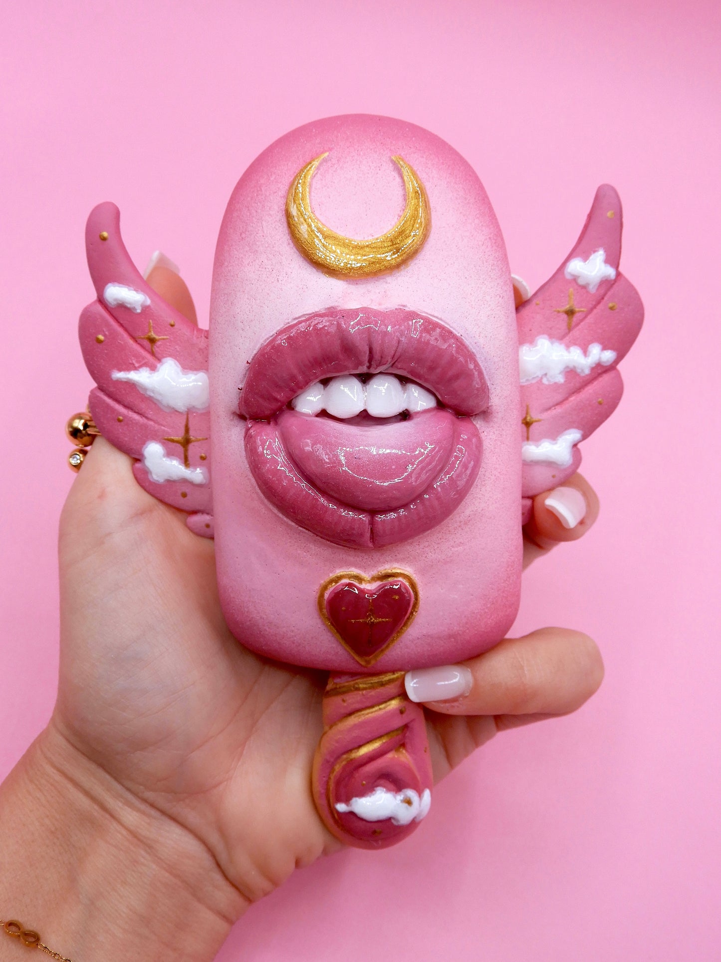 Pop Surreal Winged Ice Cream Sticks with Mouth - Pink Passion