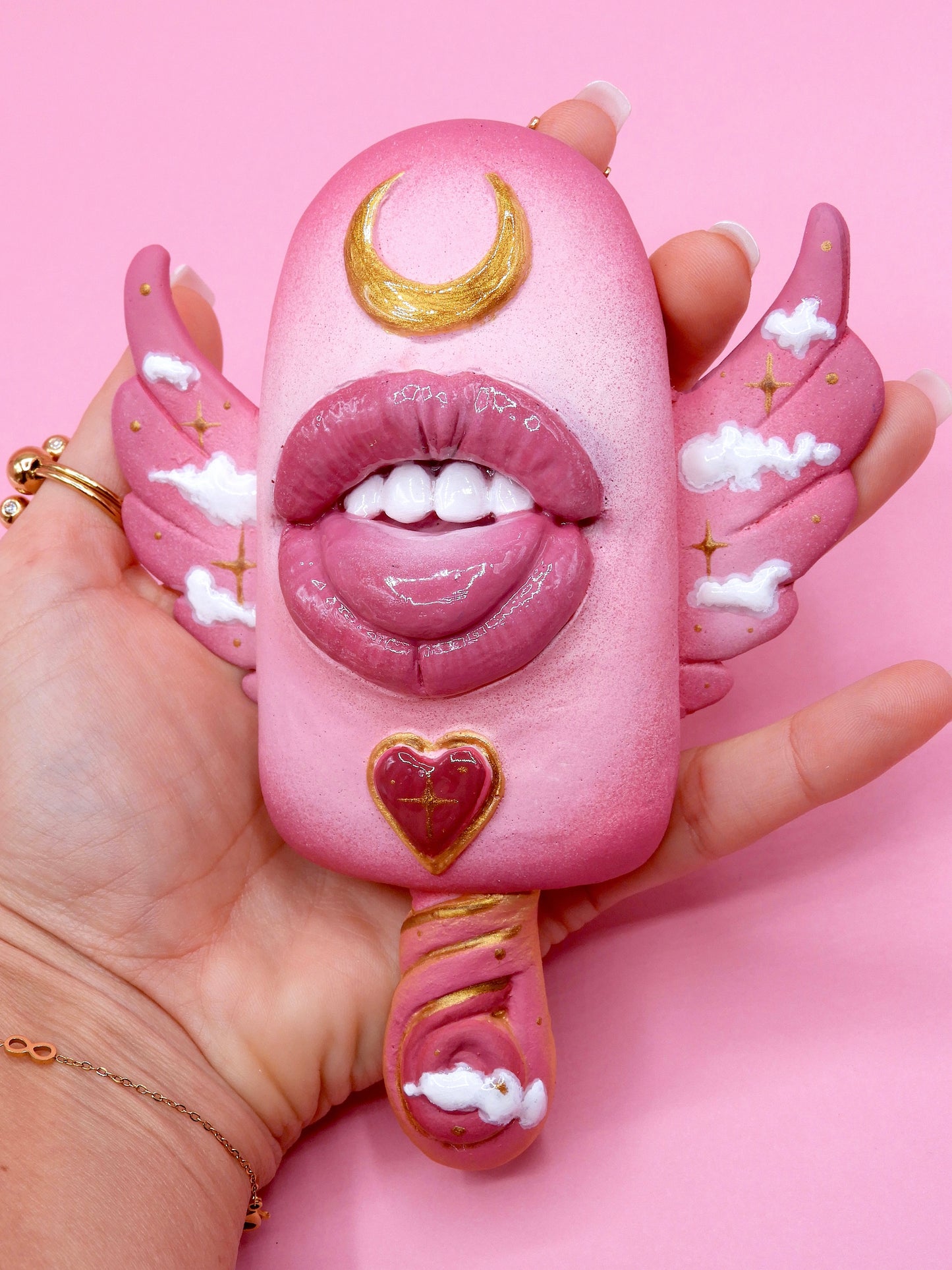 Pop Surreal Winged Ice Cream Sticks with Mouth - Pink Passion