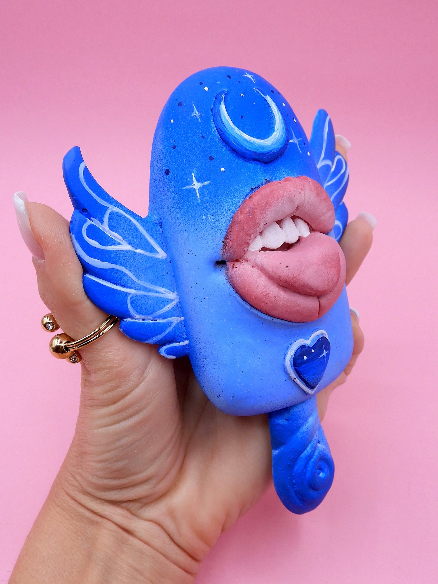 Pop Surreal Winged Ice Cream Sticks with Mouth - Night Blue