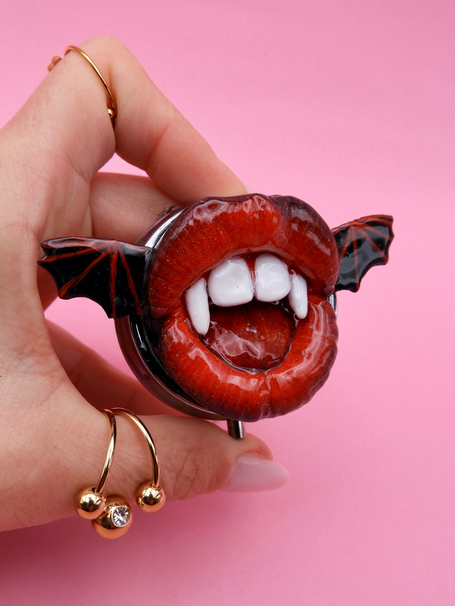 Pop Surreal Vampire Pill Box with Bat Wings – Weird Gothic – Surrealism Sculpture – Handmade Polymer Clay Art
