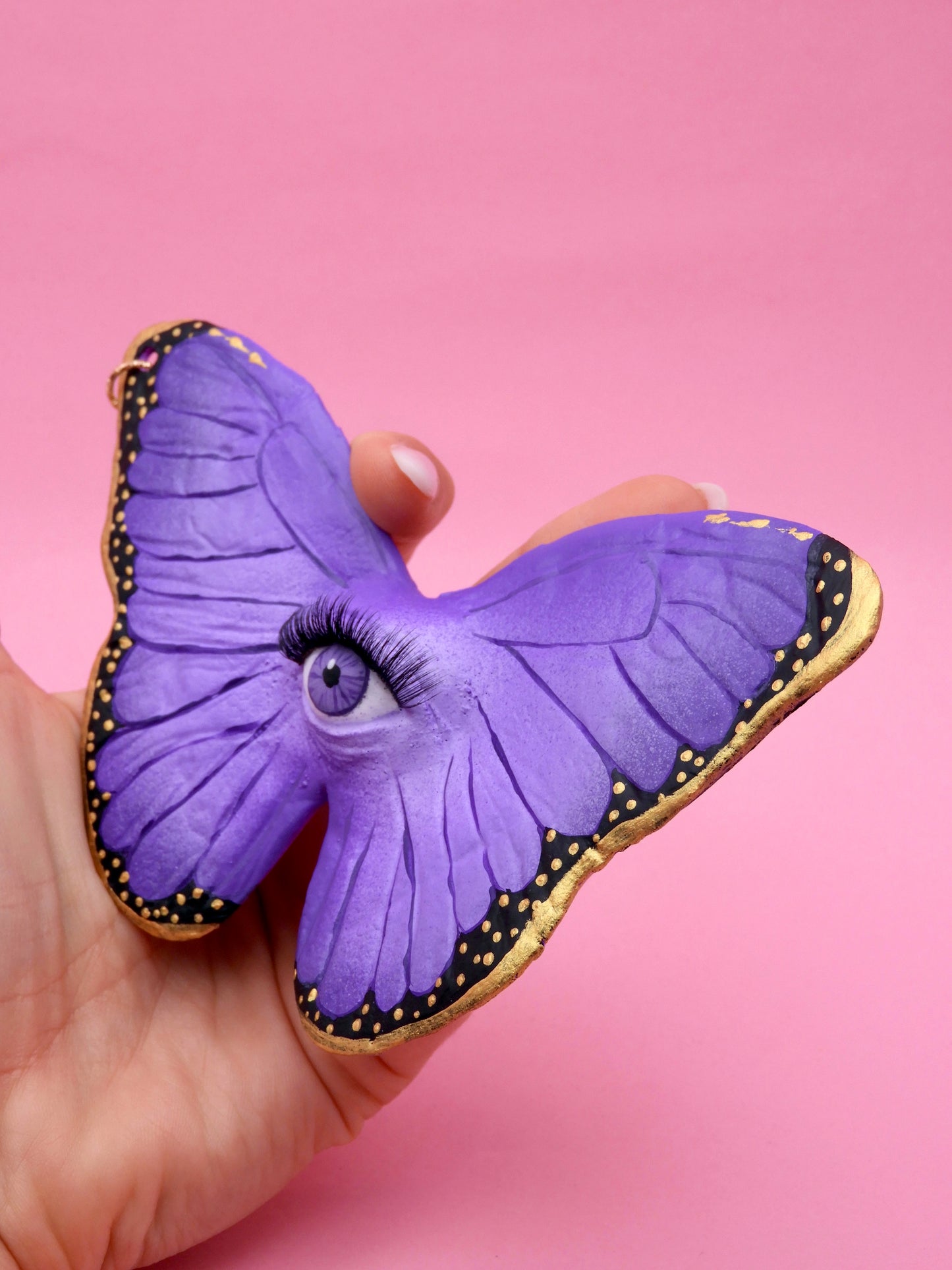Pop Surreal Butterfly with Eye Bag Charm – Weird Fantasy Accessory – Handmade Art