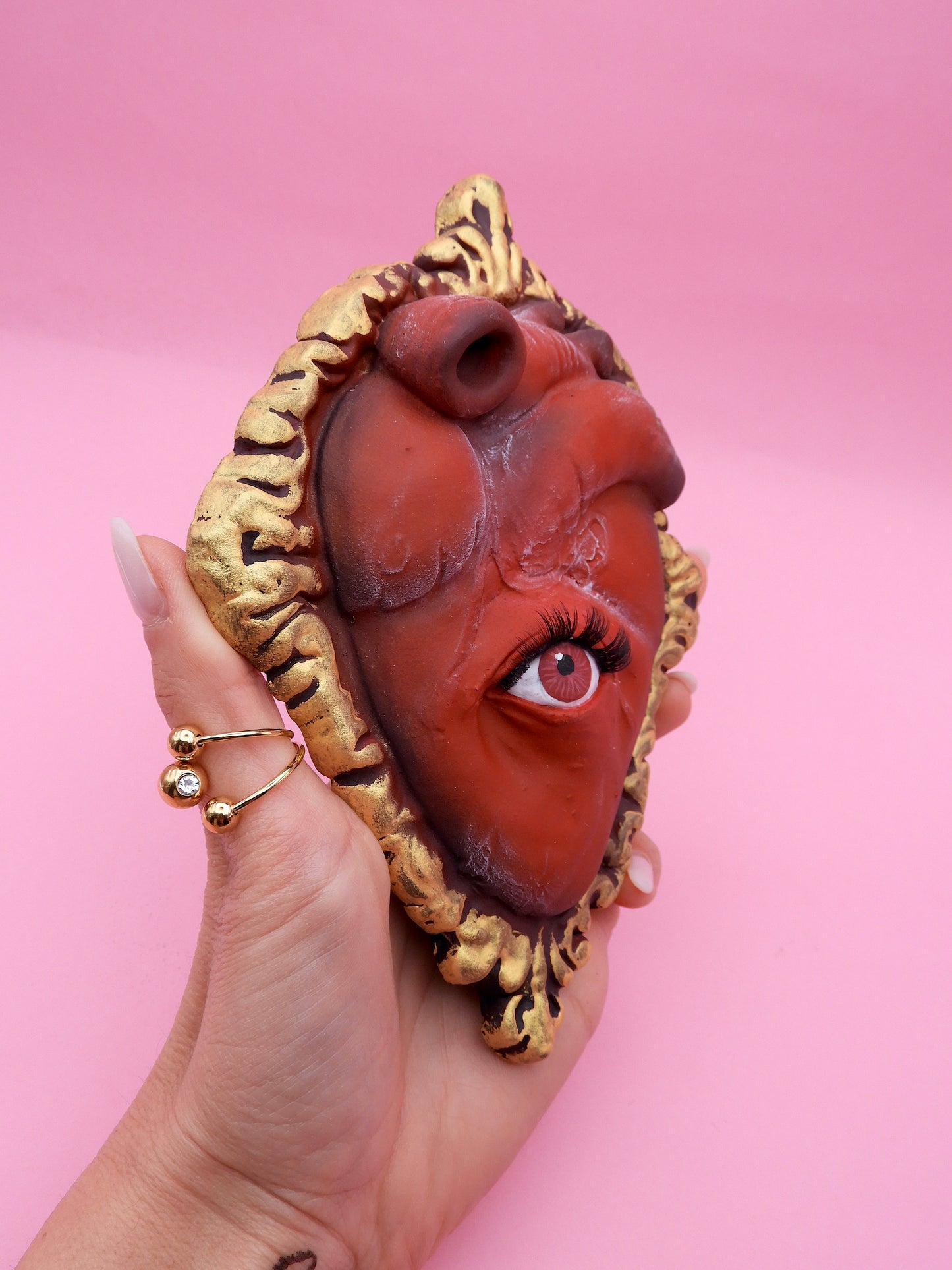 Pop Surreal Heart In Frame with Eye – Handmade Art