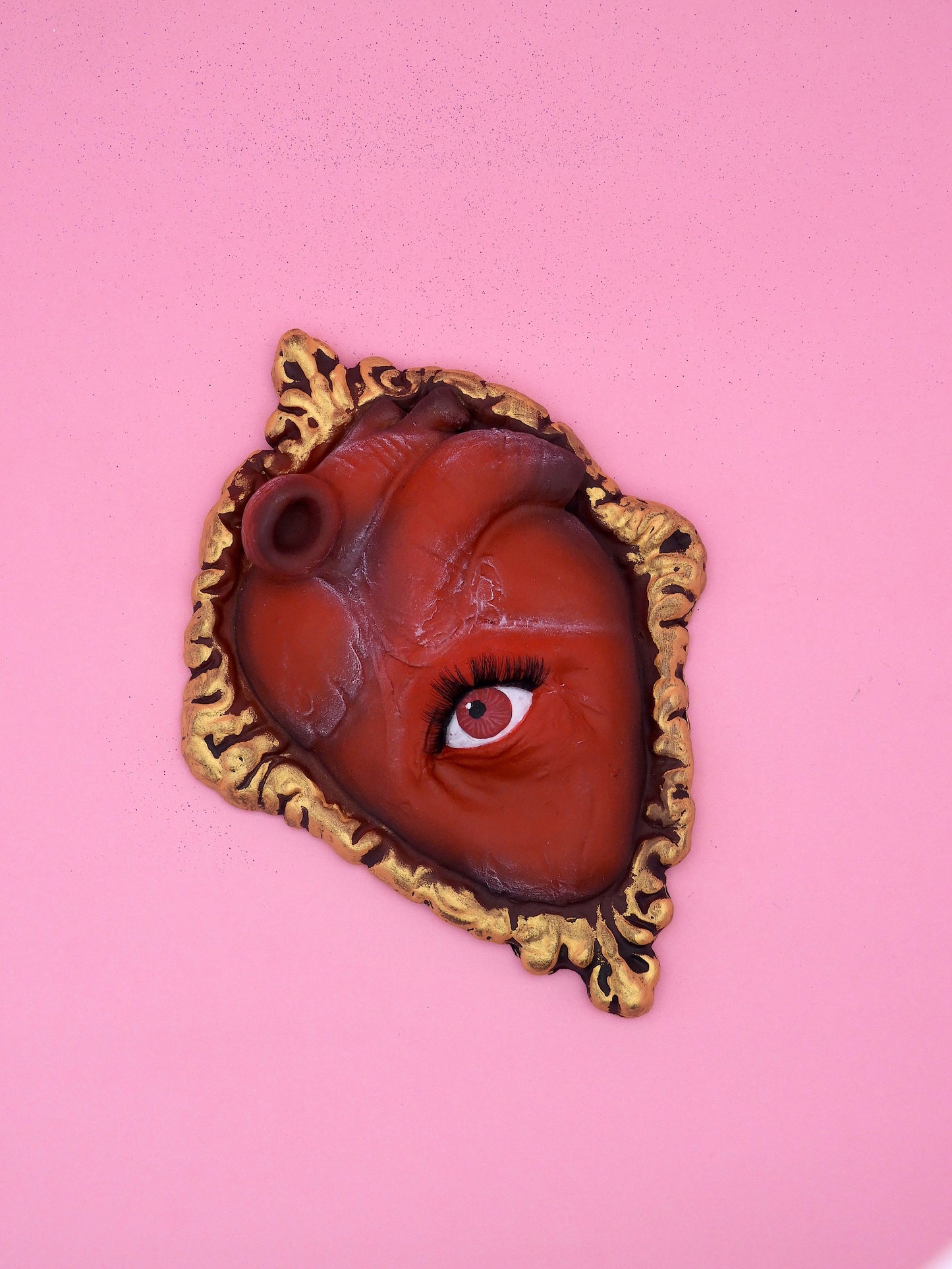 Pop Surreal Heart In Frame with Eye – Handmade Art