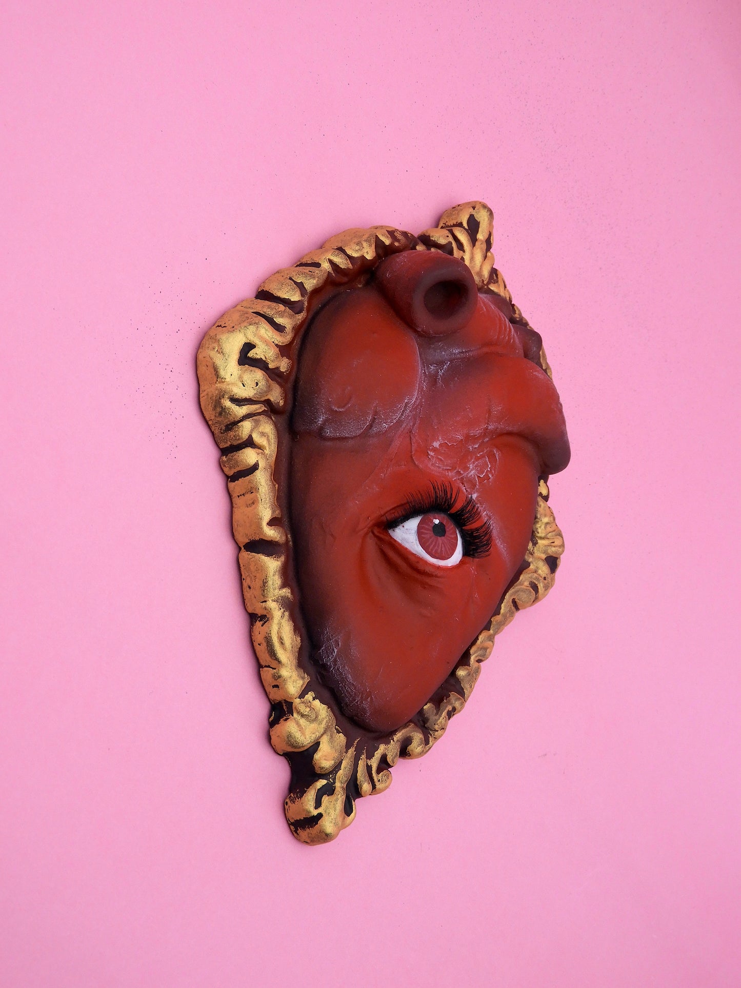 Pop Surreal Heart In Frame with Eye – Handmade Art