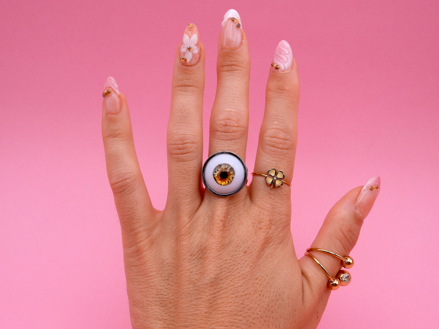 Handmade Eyeball Ring – Stainless Steel Adjustable Ring, Eye Jewelry, Surreal Gothic Accessory, Creepy Cute Statement Ring