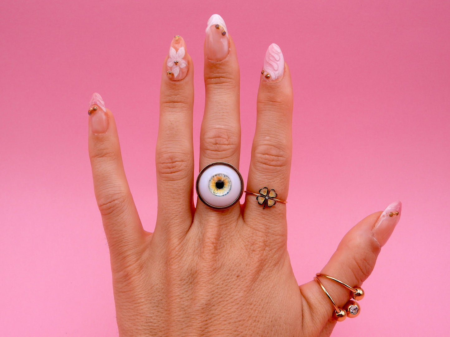 Handmade Eyeball Ring – Stainless Steel Adjustable Ring, Eye Jewelry, Surreal Gothic Accessory, Creepy Cute Statement Ring II