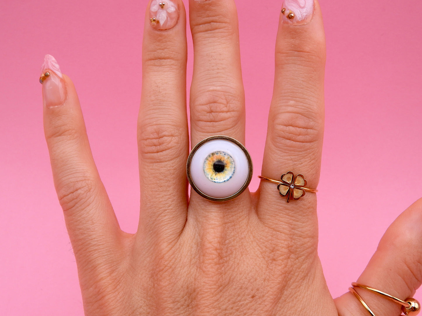 Handmade Eyeball Ring – Stainless Steel Adjustable Ring, Eye Jewelry, Surreal Gothic Accessory, Creepy Cute Statement Ring II