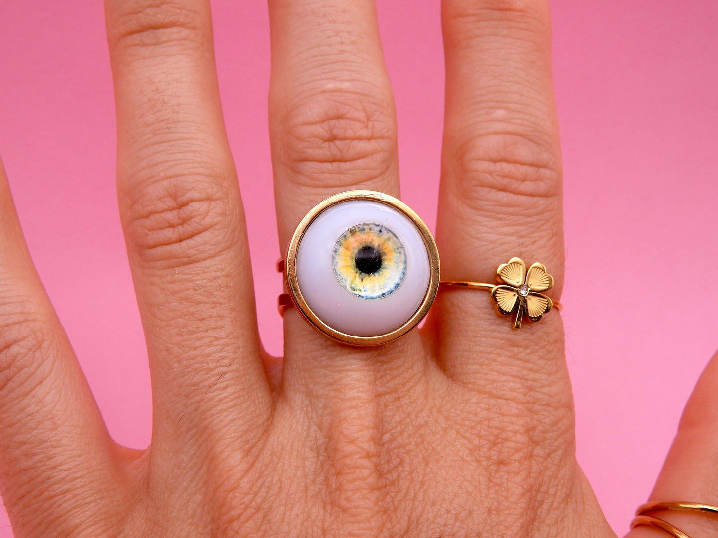Handmade Eyeball Ring – Stainless Steel Adjustable Ring, Eye Jewelry, Surreal Gothic Accessory, Creepy Cute Statement Ring II