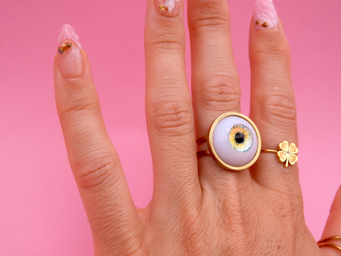 Handmade Eyeball Ring – Stainless Steel Adjustable Ring, Eye Jewelry, Surreal Gothic Accessory, Creepy Cute Statement Ring II