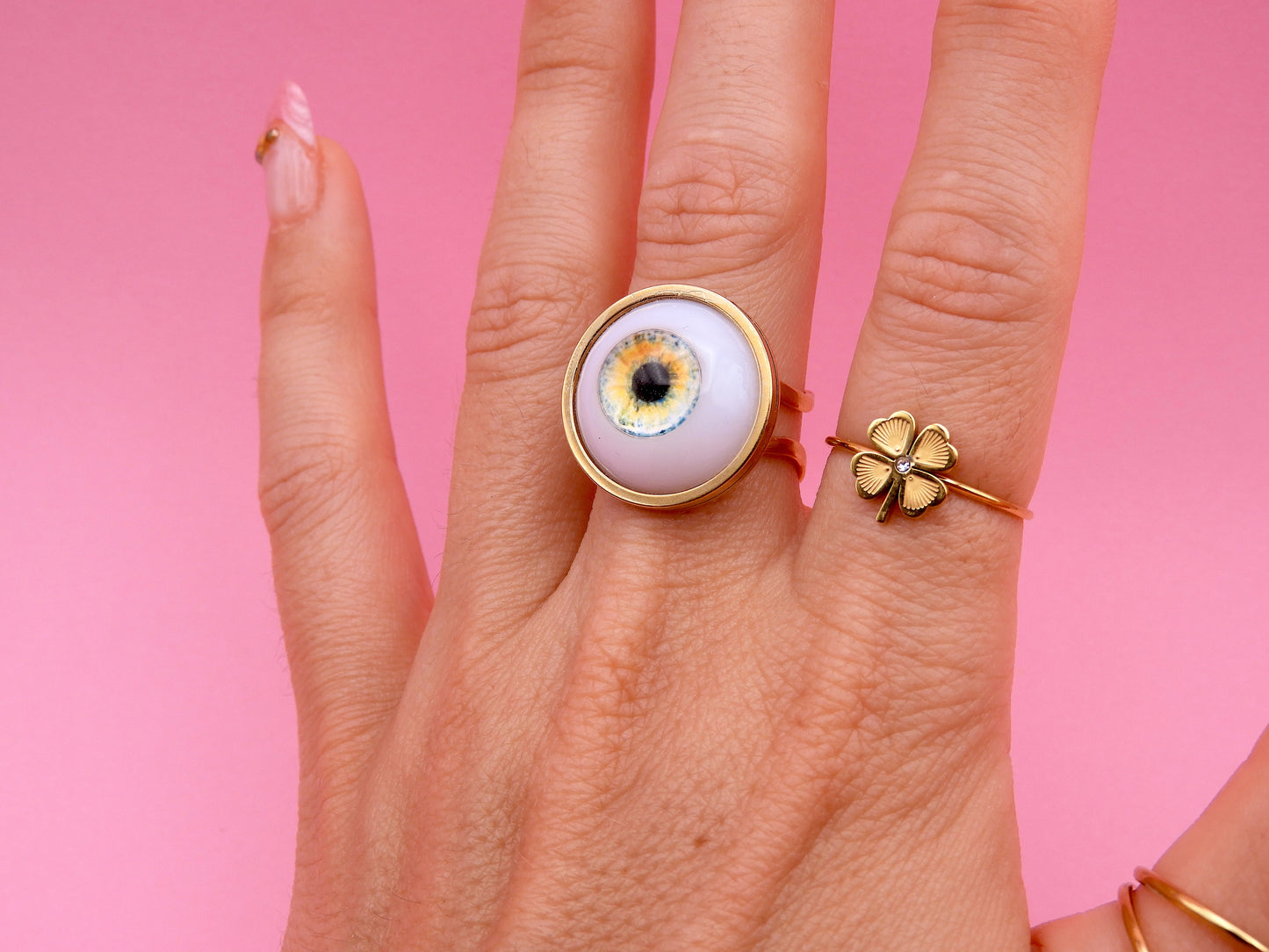 Handmade Eyeball Ring – Stainless Steel Adjustable Ring, Eye Jewelry, Surreal Gothic Accessory, Creepy Cute Statement Ring II