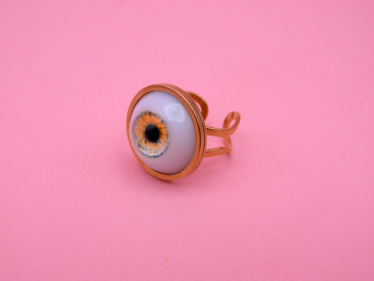 Handmade Eyeball Ring – Stainless Steel Adjustable Ring, Eye Jewelry, Surreal Gothic Accessory, Creepy Cute Statement Ring II