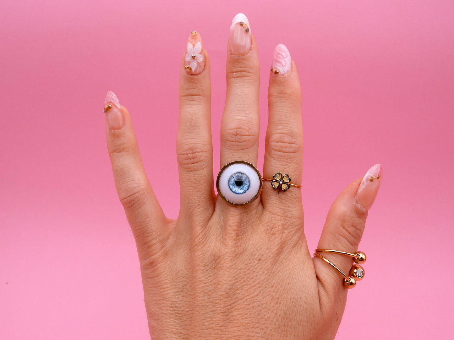 Handmade Eyeball Ring – Stainless Steel Adjustable Ring, Eye Jewelry, Surreal Gothic Accessory, Creepy Cute Statement Ring III