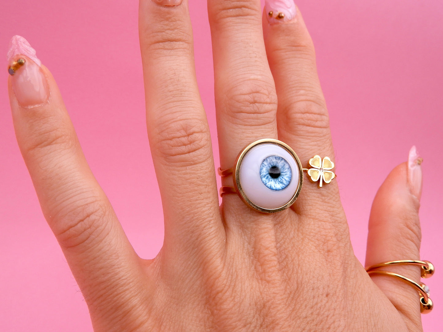 Handmade Eyeball Ring – Stainless Steel Adjustable Ring, Eye Jewelry, Surreal Gothic Accessory, Creepy Cute Statement Ring III