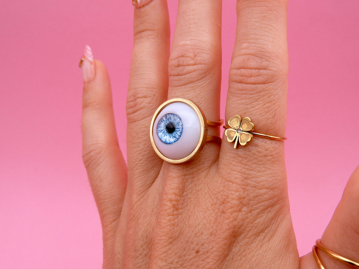 Handmade Eyeball Ring – Stainless Steel Adjustable Ring, Eye Jewelry, Surreal Gothic Accessory, Creepy Cute Statement Ring III