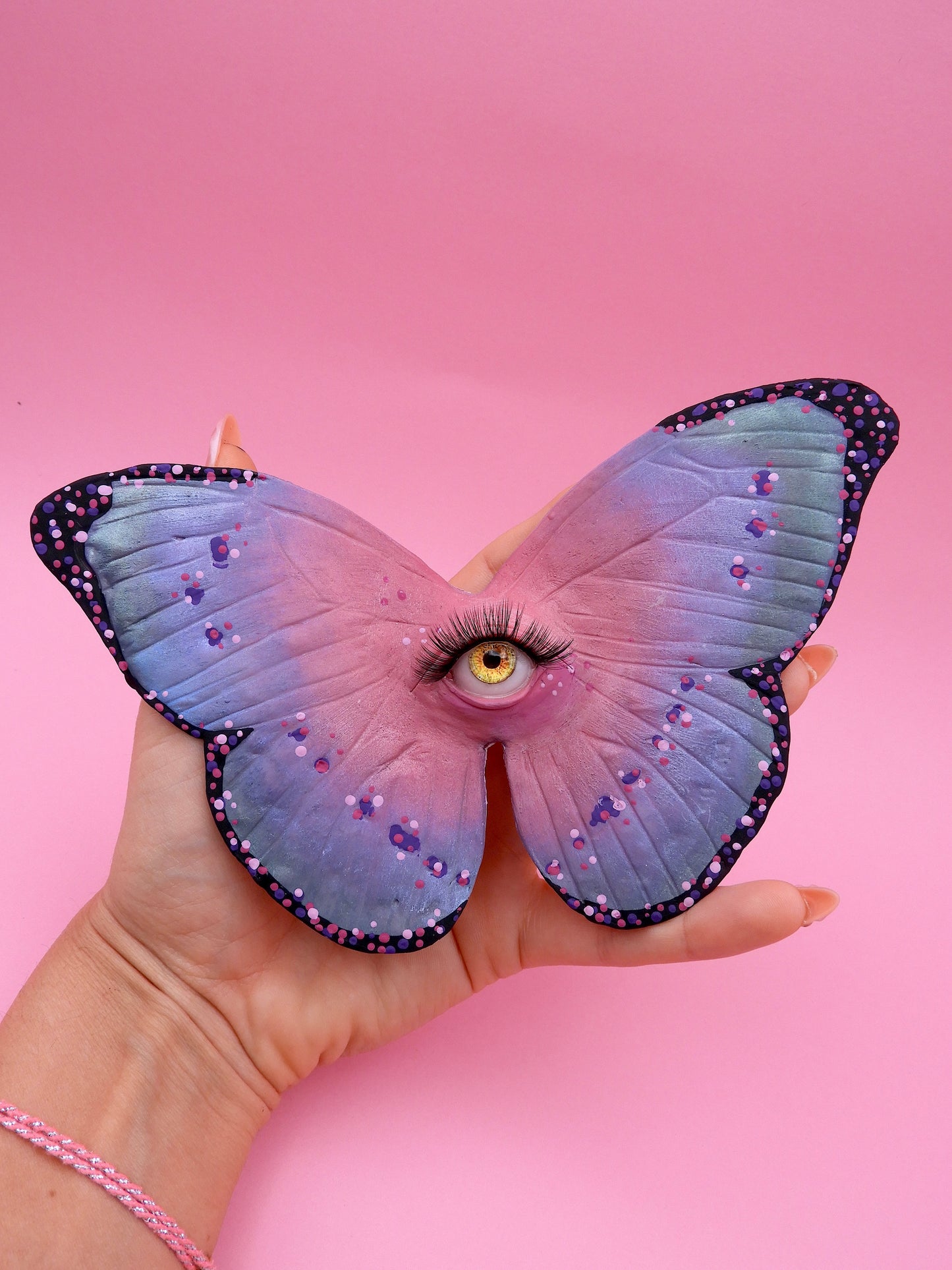 Surreal Butterfly Eye Sculpture | Handmade Polymer Clay Wall Art | Gothic Fantasy Decor | One of a Kind OOAK Sculpture