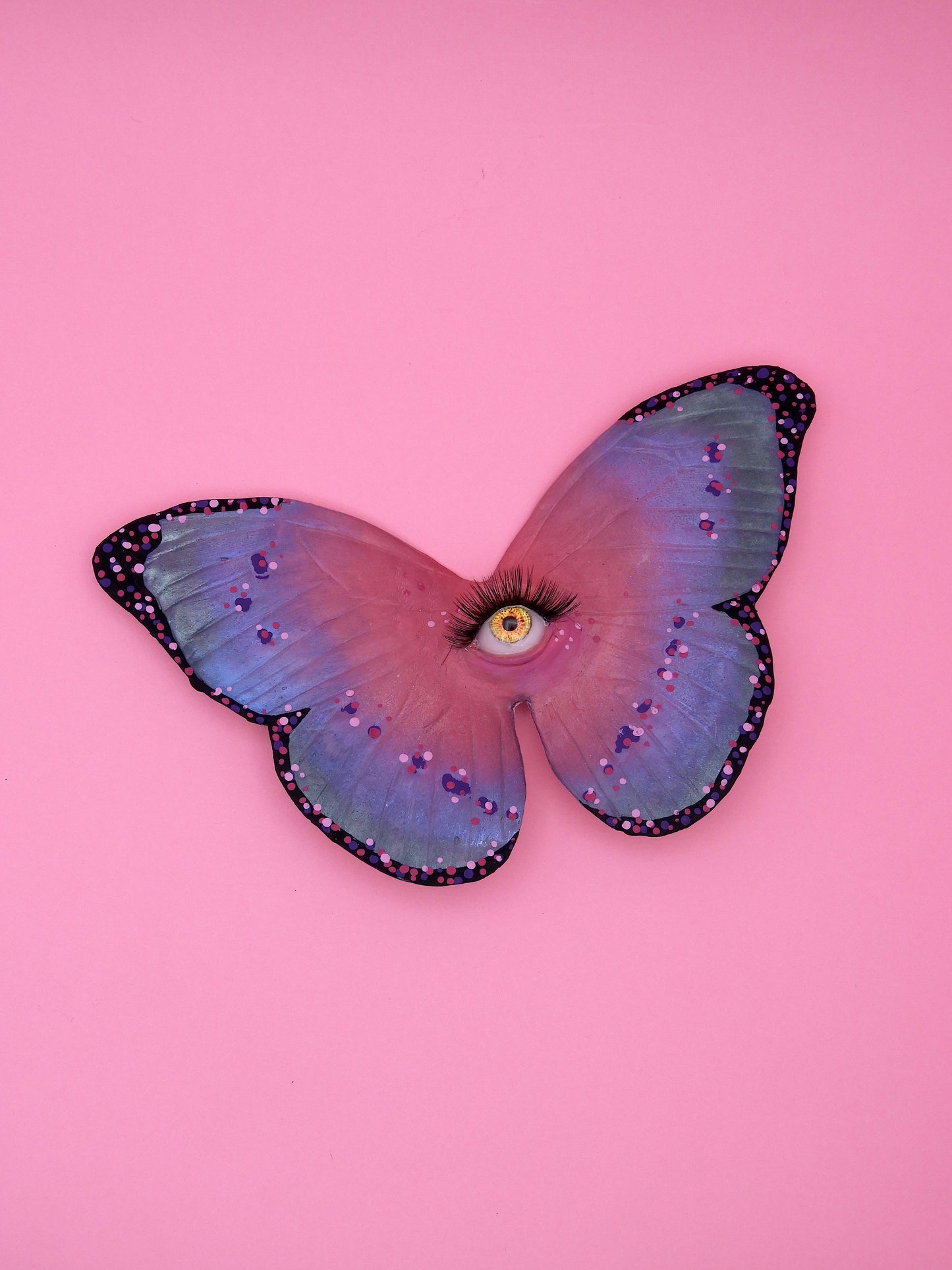 Surreal Butterfly Eye Sculpture | Handmade Polymer Clay Wall Art | Gothic Fantasy Decor | One of a Kind OOAK Sculpture