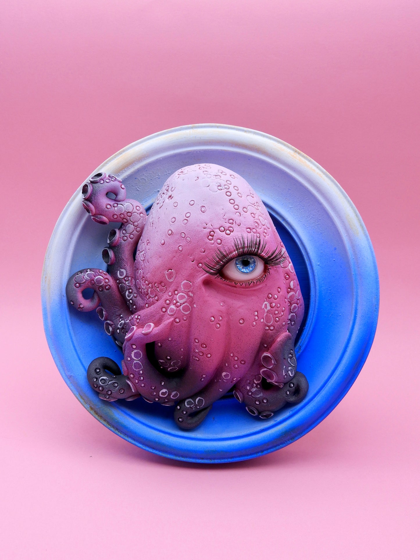 One-Eyed Octopus | Original Handmade Polymer Clay Sculpture | Surreal Wall Art | OOAK Fantasy Creature