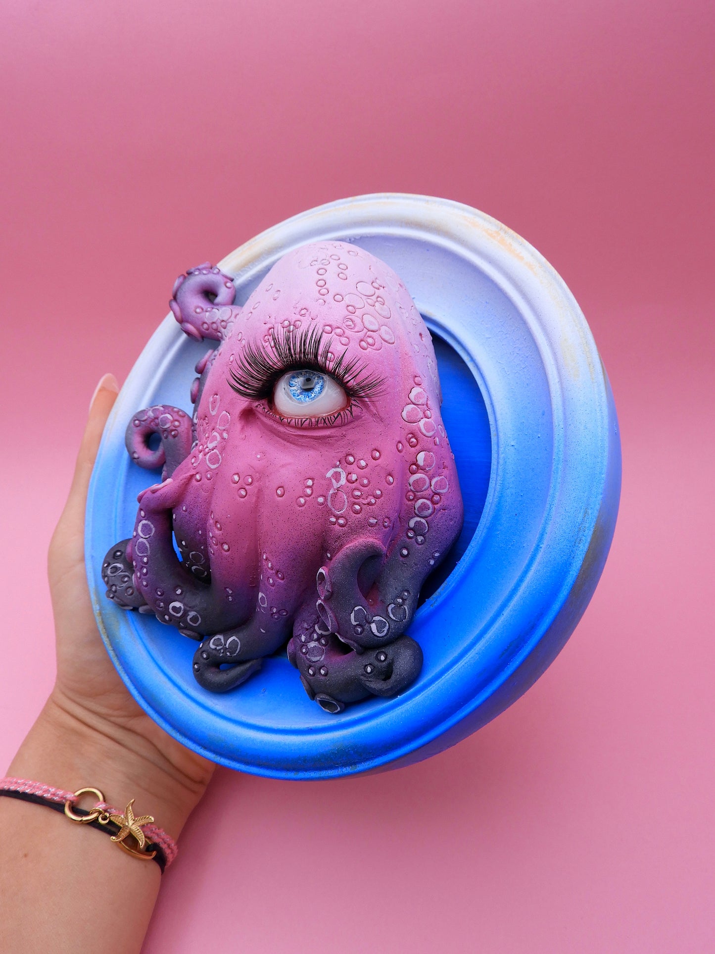 One-Eyed Octopus | Original Handmade Polymer Clay Sculpture | Surreal Wall Art | OOAK Fantasy Creature