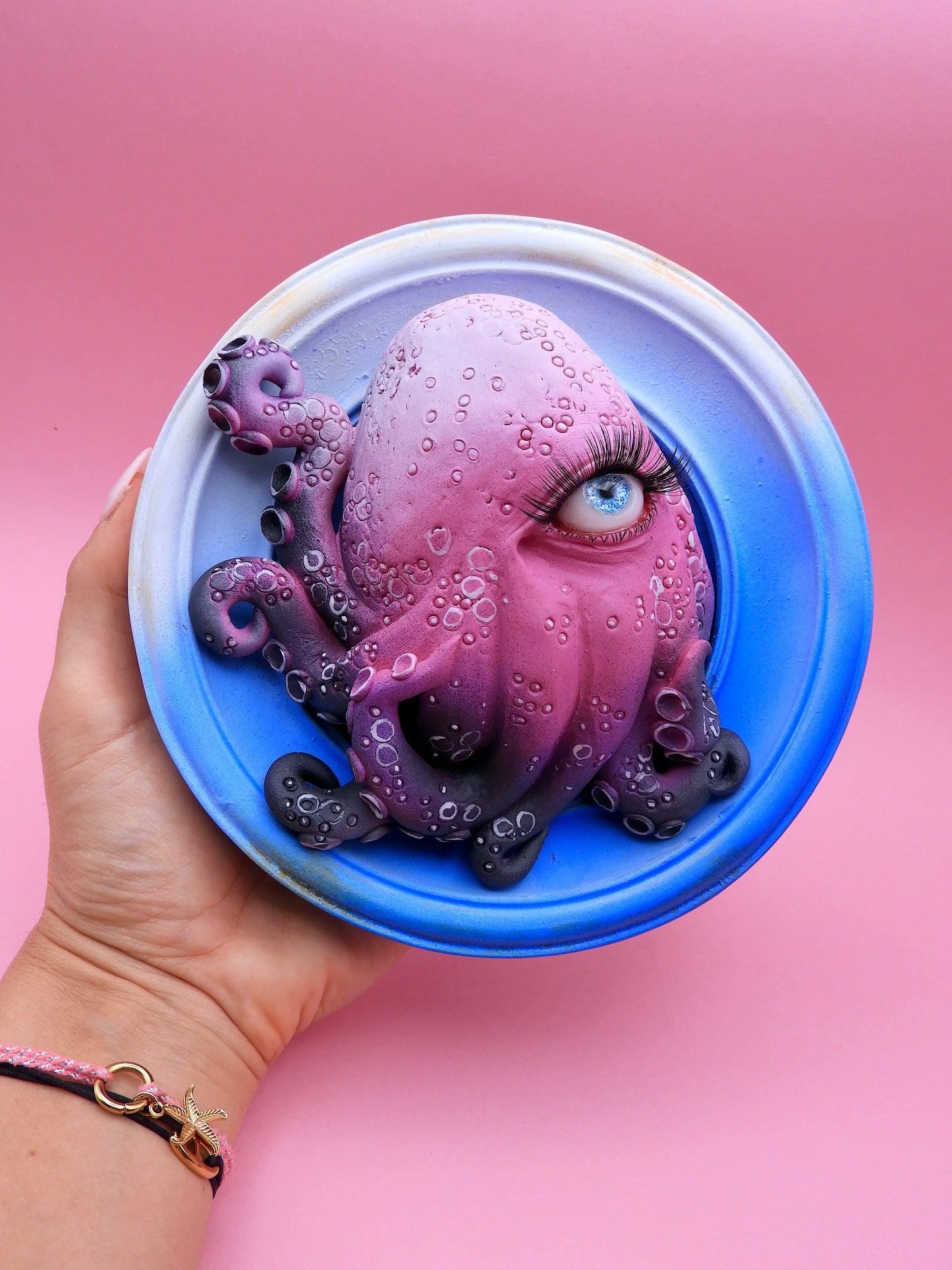 One-Eyed Octopus | Original Handmade Polymer Clay Sculpture | Surreal Wall Art | OOAK Fantasy Creature