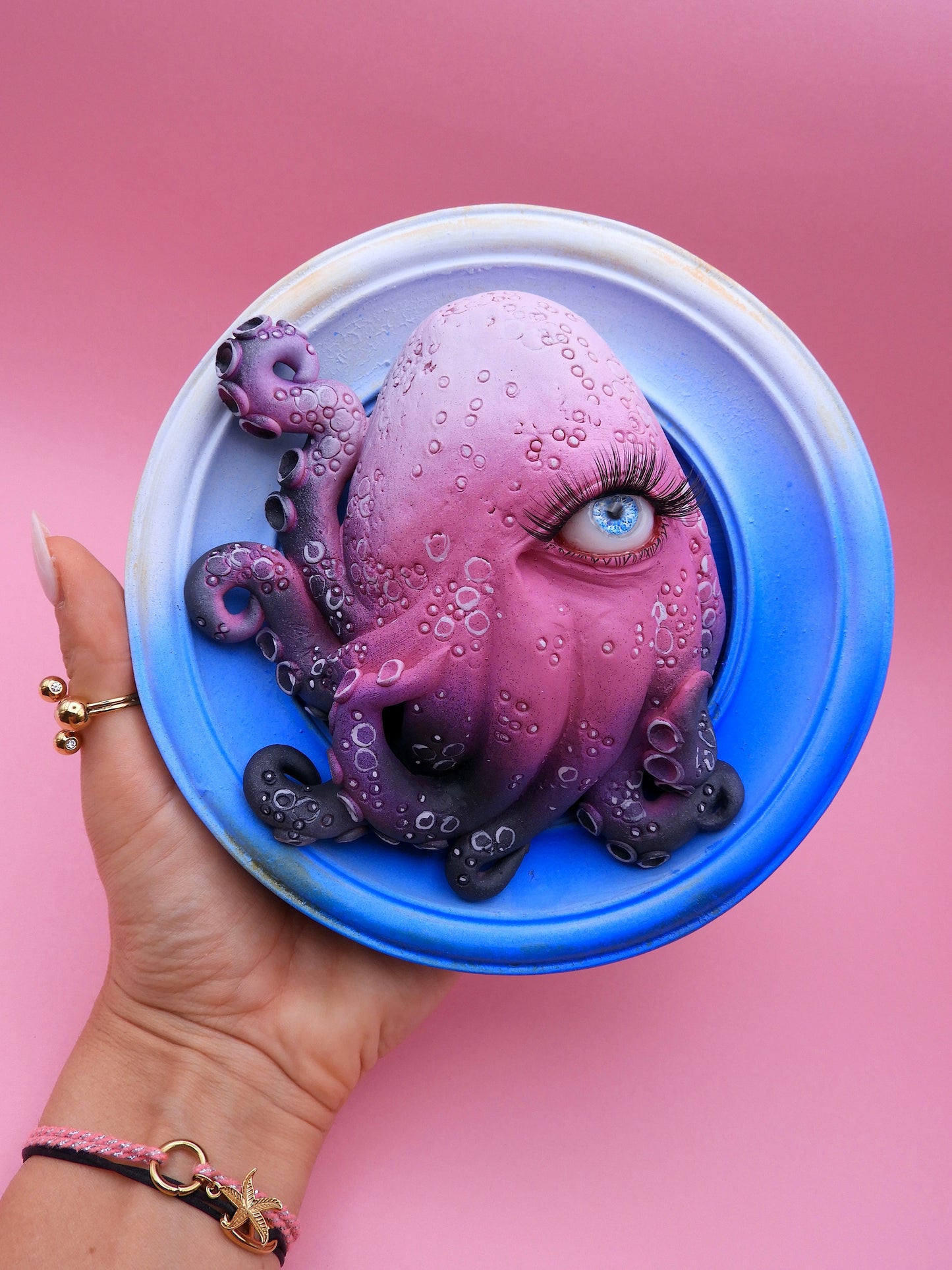 One-Eyed Octopus | Original Handmade Polymer Clay Sculpture | Surreal Wall Art | OOAK Fantasy Creature
