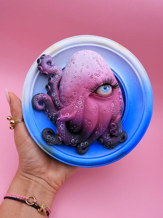 One-Eyed Octopus | Original Handmade Polymer Clay Sculpture | Surreal Wall Art | OOAK Fantasy Creature