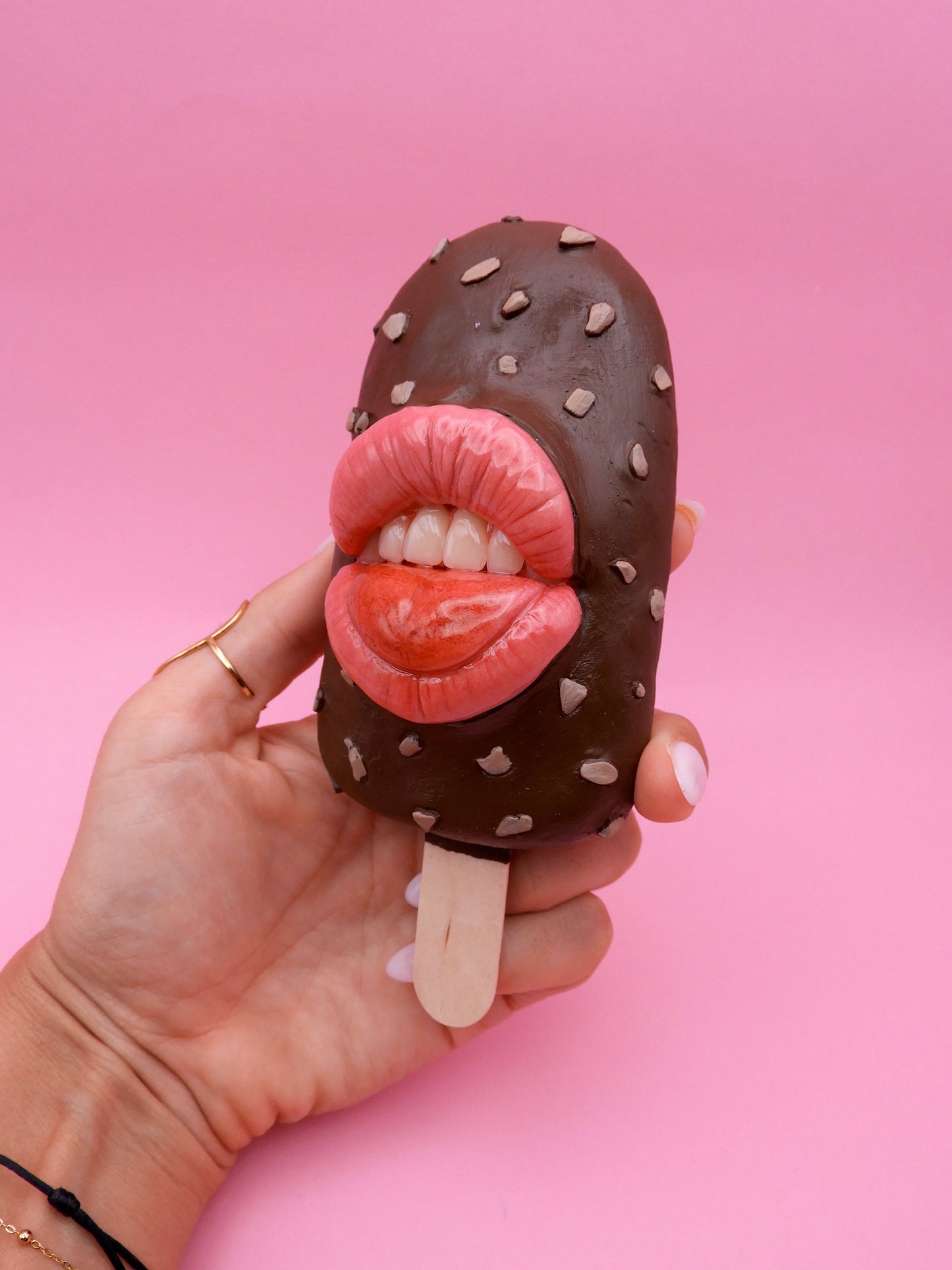 Surreal Ice Cream Sculpture – “Diet Not Today” | Handmade Polymer Clay Wall Art | Pop Surreal Sculpture | OOAK