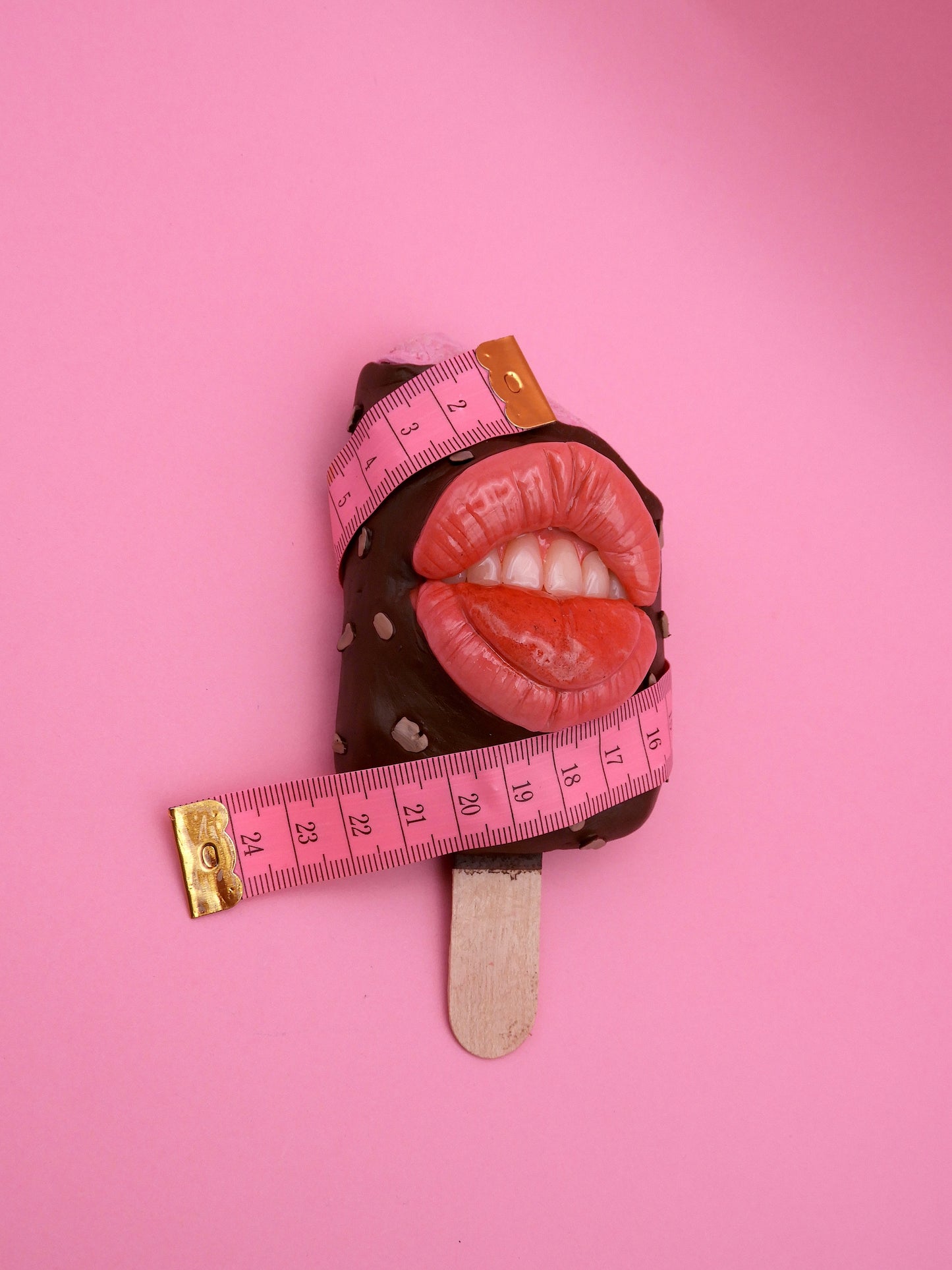 Funny Ice Cream Sculpture with Measuring Tape – Pop Surreal Polymer Clay Art – Handmade Dessert Sculpture – Sweet Therapy – One of a Kind