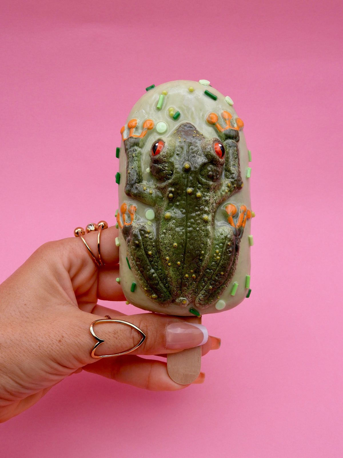RESERVED TO ELENA - Frog Ice Cream Sculpture | Surreal Polymer Clay Art