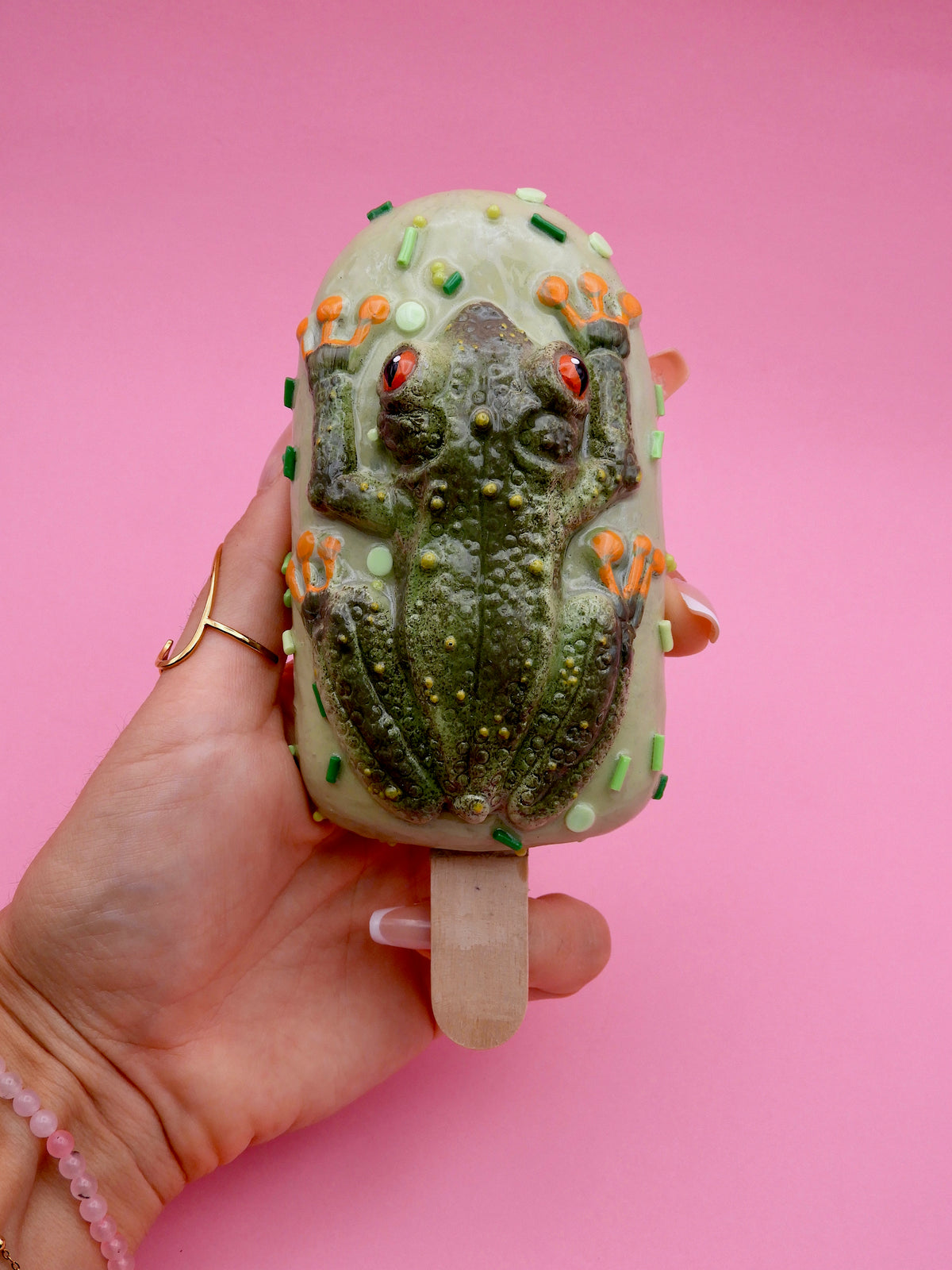 RESERVED TO ELENA - Frog Ice Cream Sculpture | Surreal Polymer Clay Art