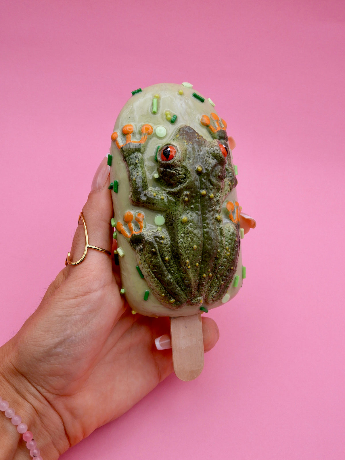 RESERVED TO ELENA - Frog Ice Cream Sculpture | Surreal Polymer Clay Art