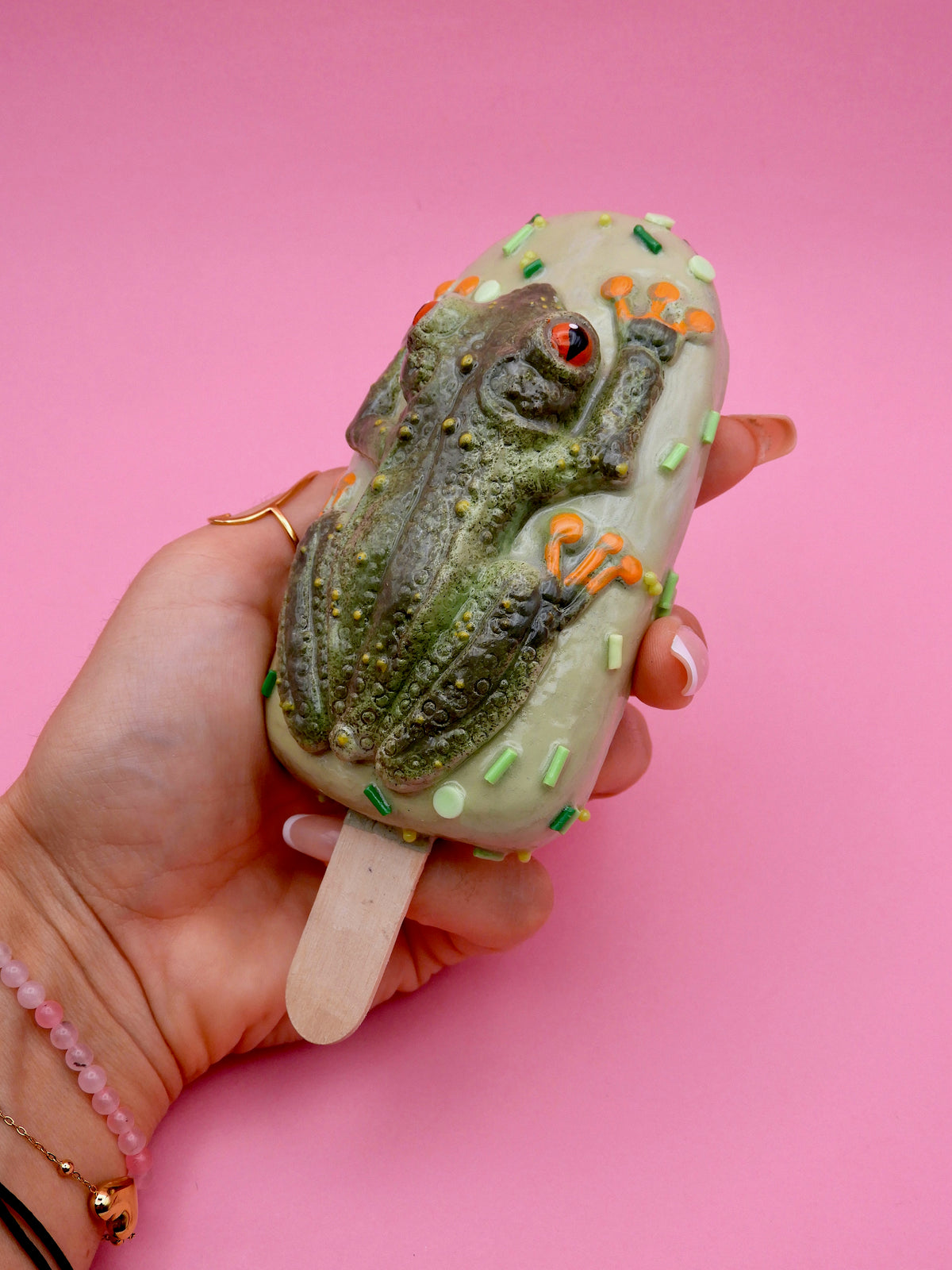 RESERVED TO ELENA - Frog Ice Cream Sculpture | Surreal Polymer Clay Art