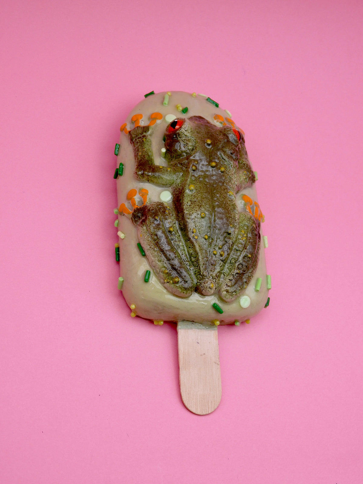 RESERVED TO ELENA - Frog Ice Cream Sculpture | Surreal Polymer Clay Art