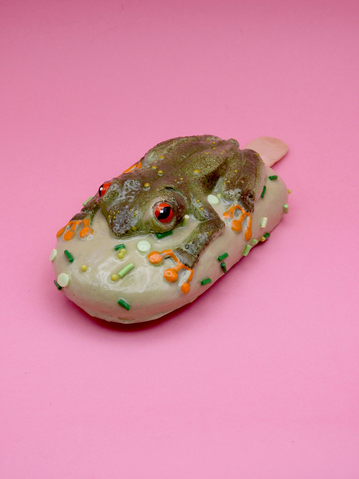 RESERVED TO ELENA - Frog Ice Cream Sculpture | Surreal Polymer Clay Art
