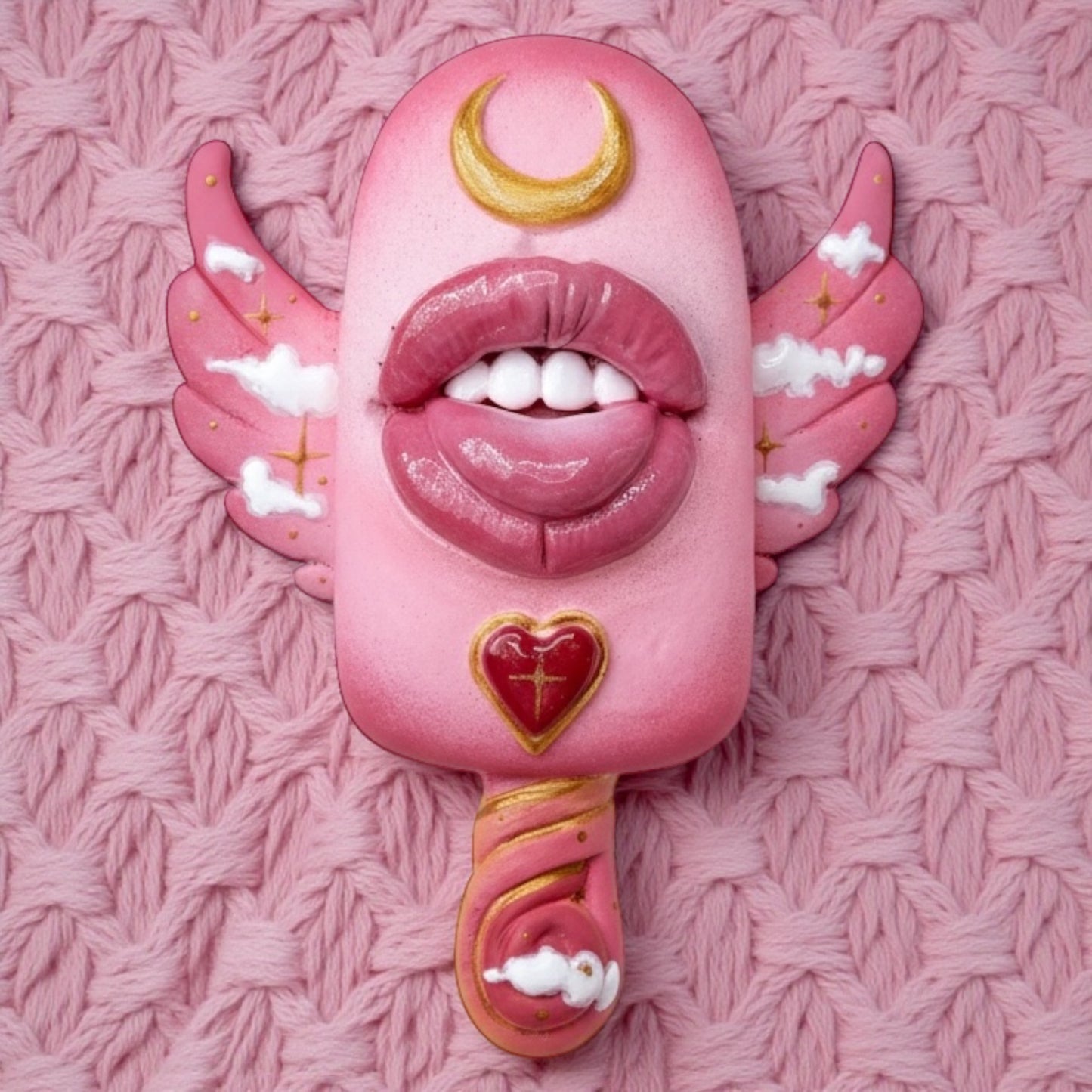 Pop Surreal Winged Ice Cream Sticks with Mouth - Pink Passion