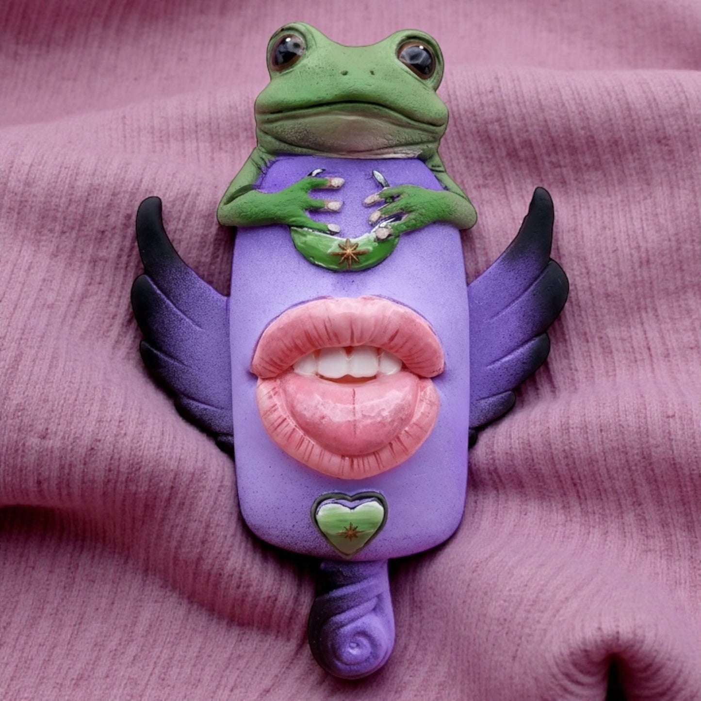 CUSTOM ORDER - Reserved to Elena Pop Surreal Winged Ice Cream Sticks with Mouth & Frog