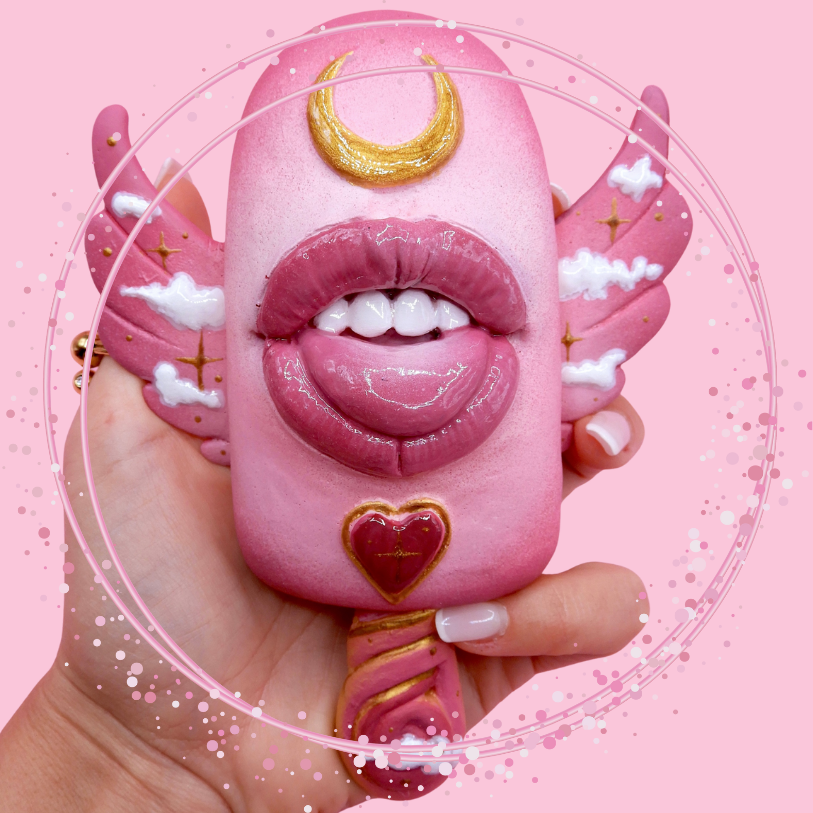 Pop Surreal Winged Ice Cream Sticks with Mouth - Pink Passion